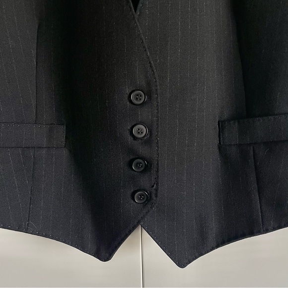 Zara Pinstripe Poly Wool Blend Vest Size M EUC - Picture 9 of 13